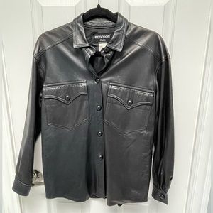 BEGEDOR Black Super Soft Italian Leather Shacket Sz 6  Jacket